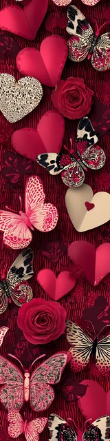 Free butterfly bookmarks of a butterfly with valentines theme